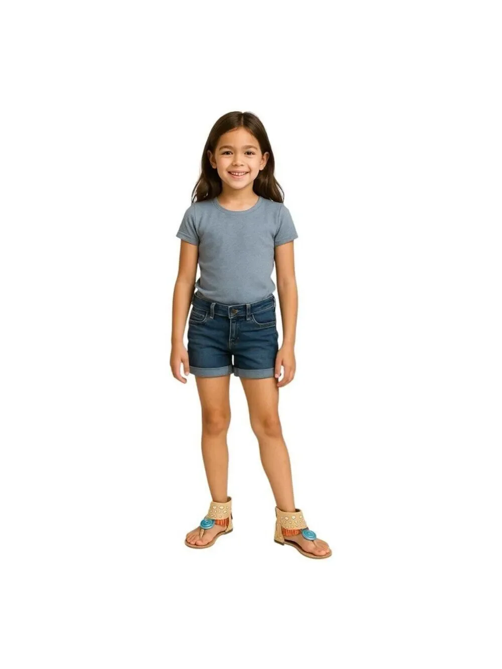 Disney Moana Girl’s Sandals – Size 13/1 – Tan Tribal Fringe Cork Sole